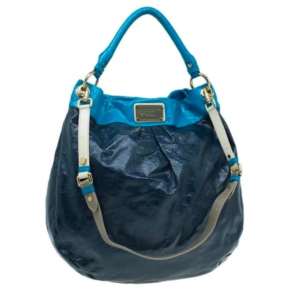 Marc by Marc Jacobs | Navy Blue Bicolor Patent Leather Classic Q Hillier Bag - Picture 1 of 10